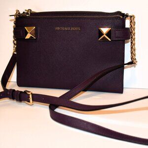 Michael Kors Karla East West Purple Leather Crossbody Bag